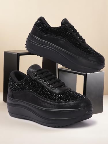 Image of Vendoz Women Party & Wedding Bridal Sparkling Glittery Crystal Sneakers CNV4030