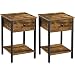 Yaheetech Lot de 2 Tables d'Appoint Bout de Canapé Tables de Chevet Industrielle en Bois avec 1 Tiroir 1 Etagère Peu encombrante pour Salon Chambre Brun Rustique