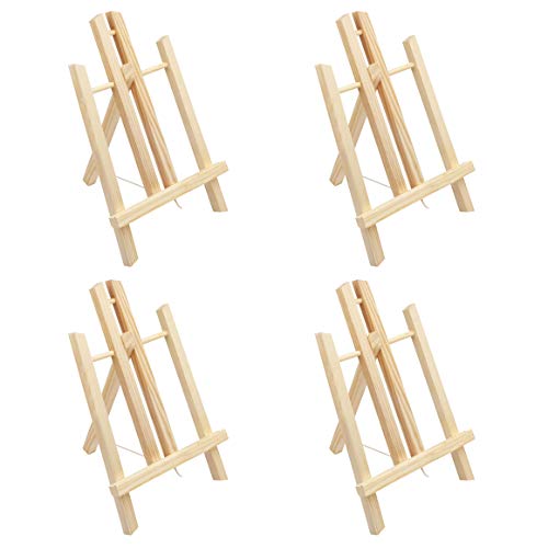Belle Vous Caballete de Mesa de Madera para Mostrar Arte (Pack de 4) 30cm Caballete Pintura Sobremesa madera de Pino Natural Pequeña para Mostrar Lienzos, caballete pintura Arte Niños y Marcos