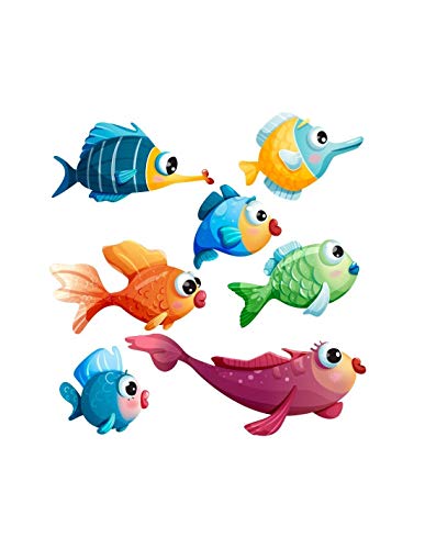 DECOLOOPIO - Stickers mer : Frise Poissons Multicolore - 105 x 10 cm