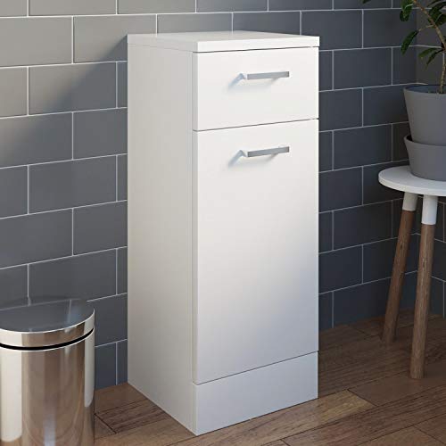 Cesta de lavandería para baño, mueble de almacenamiento con cajón, color blanco brillante, puerta de cierre suave, muebles modernos, 30 x 30 x 76,6 cm