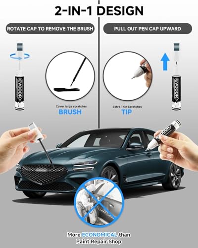 Tasman Blue (URA) Touch Up Paint Compatible with Genesis Exact Match 2 in 1 Touch up Paint for Chips and Nicks Repair with 2pcs Disposable Micro Applicators — view 2