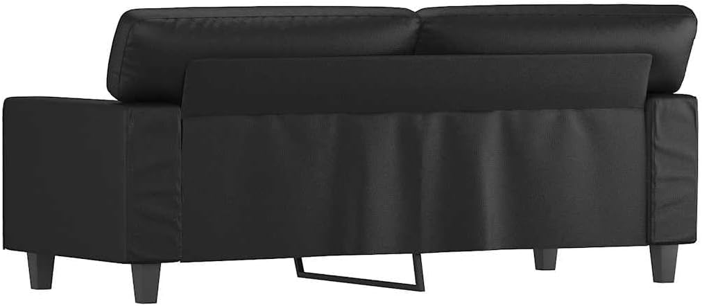 vidaXL Sofa, Loveseat Couch Sofa Settee, Accent Upholstered 2 Seater Sofa for Home Office Living Room, Modern Style, Black Faux Leather