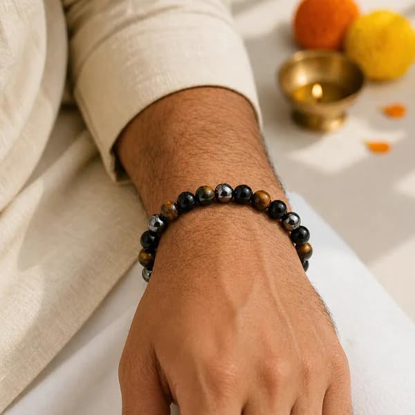 Image of Beaded Bracelet for Men & Women | Stretchable Handmade Prayer Meditation Yoga Wrist Bracelet | Stylish Everyday Wear | Free Size