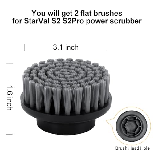 Image of 2Pcs Flat Brush Heads for Electric Spin Scrubber Cleaning Floors, Tiles, Countertops, Walls(Black)