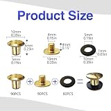 SHSMPXOY Chicago zestaw 90 wkrętów do książek ze stali nierdzewnej M5 x 6 mm, śruby do introligatora, nitów do skóry, toreb, książek, obroży, plecaków, smyczy dla psów (złote)