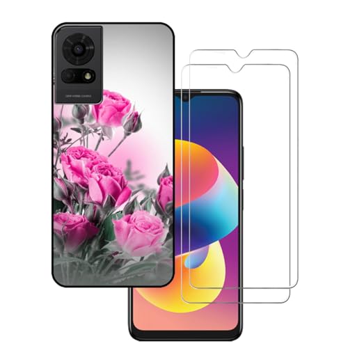 Coque TCL 50 LE motif rose avec verres trempés pour style quotidien protected