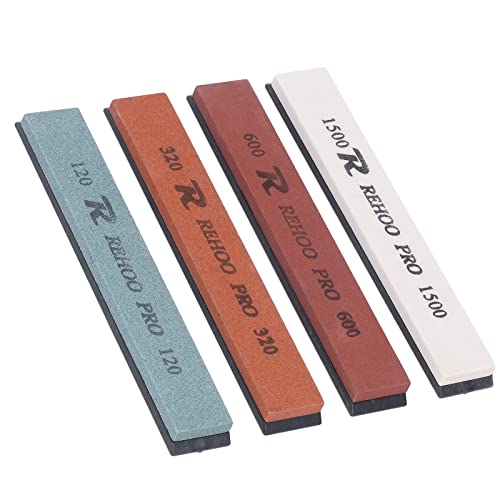 Juego de Piedra para Afilar Cuchillos de Grano 120 320 600 1500, Juego de 4 Piezas con Corindón para Juegos de Cuchillos de Cocina Domésticos, Cuchillos de Chef