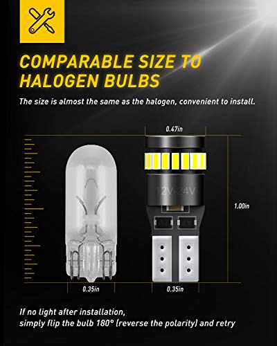 Auxito 194 Led Light Bulb 6000K White 168 2825 W5W T10 Wedge 24-Smd 3014 Chipsets Led Replacement Bulbs Error Free For Car Dome Map Door Courtesy License Plate Dash Instrument Lights, Pack Of 10 #TOP6