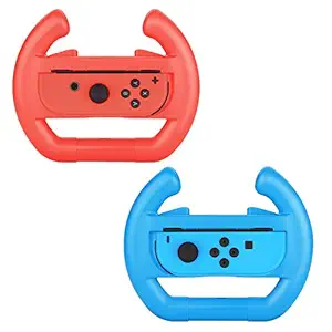 Tobo Nintendo Switch Joy-Con Racing Wheel, Set of 2 Joy-con Steering Wheel Handle for Nintendo Switch Mario Kart 8(Red and Blue)