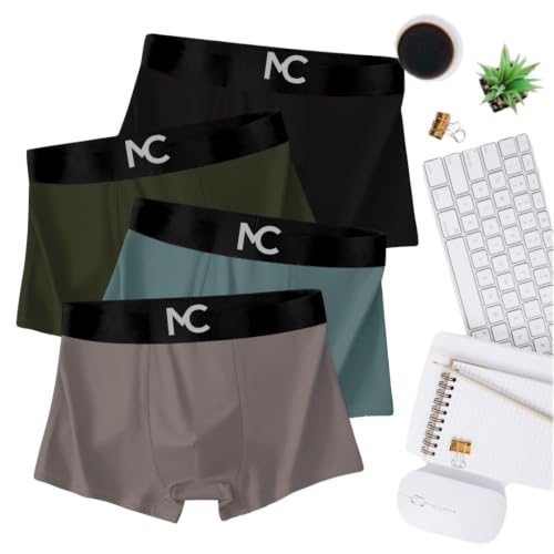 Image of Men's Premium Microfiber Boxer Briefs for Men | Soft Stretch Breathable Innerwear | Moisture-Wicking Comfortable Trunks with Elastic Waistband | Multi Color Pack of 4