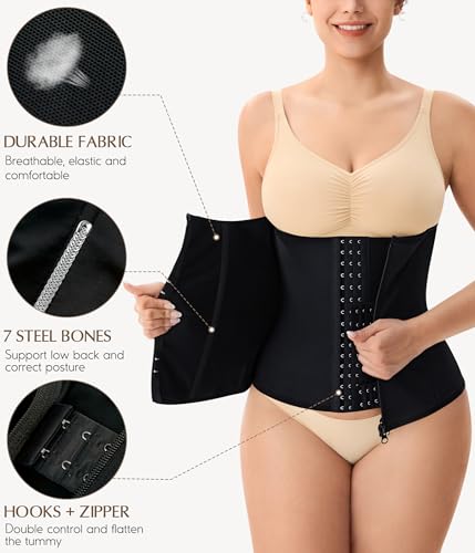 MERYOSZ Zipper Waist Trainer for Women - Mesh Corset Shapewear Tummy Control Body Shaper Waist Cincher Postpartum Girdle3
