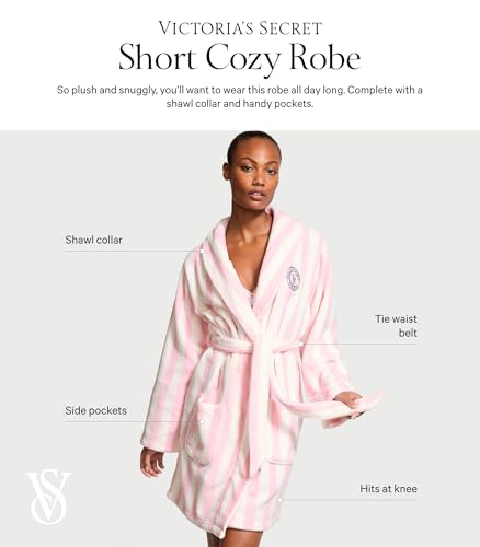 Victoria's Secret Short Cozy Robe, Robes for Women, Black (XS/S)4