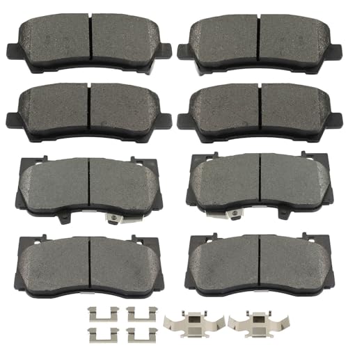 Image of SCITOO D1810 D1784 Front & Rear Metal Brake Pads Sets w /Hardware Replacement For Ford For Mustang 2015-2021