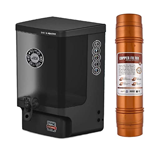 Image of Noir Aqua Jade Premium Ro Water Purifier For Home With Active Copper+Ro+Uv+Uf+Tds Control+Pre Filter+Protection Cover&Accessories,Ro Water Filter System For Home 10 Ltrs,8 Stage (Black)