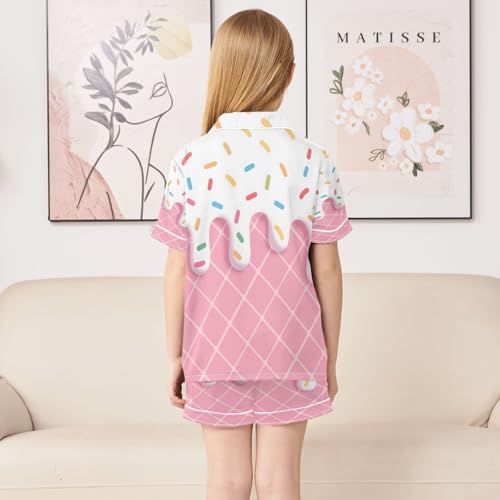 ALAZA 3d Ice Cream Lovely Stylish Satin Pajamas Set Short Sleeve Button Down Sleepwear Summer Pjs 2 Piece4