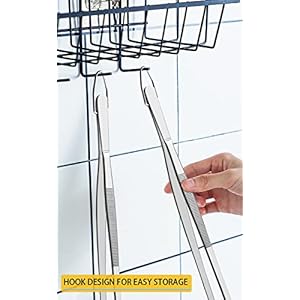 JETKONG 2 Pcs 12-Inch Kitchen Tweezers Fine Tweezer Tongs, Extra-Long Stainless Steel Cooking Tweezers (Silver) JETKONG 2 Pcs 12 Inch Kitchen Tweezers Fine Tweezer Tongs Extra Long Stainless Steel Cooking Tweezers Silver