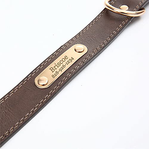 Personalized-Dog-Collar-Engraved-Soft-Leather-Custom-Small-Medium-or-Large-Size-with-Name-Plate-Medium-Brown