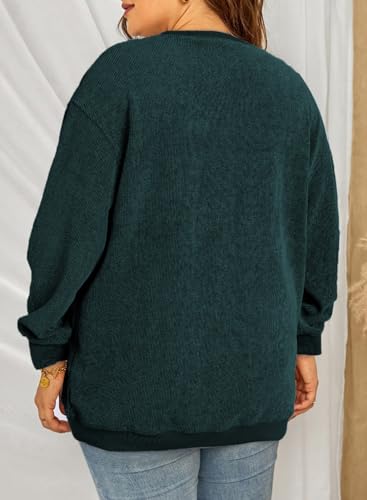 Image of Eytino Women Plus Size Sweatshirt Oversized Crew Neck Long Sleeve Tops | Fall Fashion Clothes 2026, Oversized Sweat Shirt, Soft Comfy Pullover, Travel Casual Work Lounge Daily Outfit
