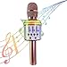 Microfono Bambini Karaoke Cantare Canzoni Musica Wireless Bluetooth Senza Fili Portatile Altoparlante Voce Registratore Voci Luci Led Batteria Cuffie Cassa Rosa Oro Regalo Giochi Casa Bambino Bambina