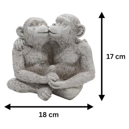 Garden Mile Stone Effect Animal Garden Statue Kissing Monkeys Sitting Monkeys Sculptures Patio Pond & Garden Ornaments Outdoor Home Outdoor Decor Living Room Decor