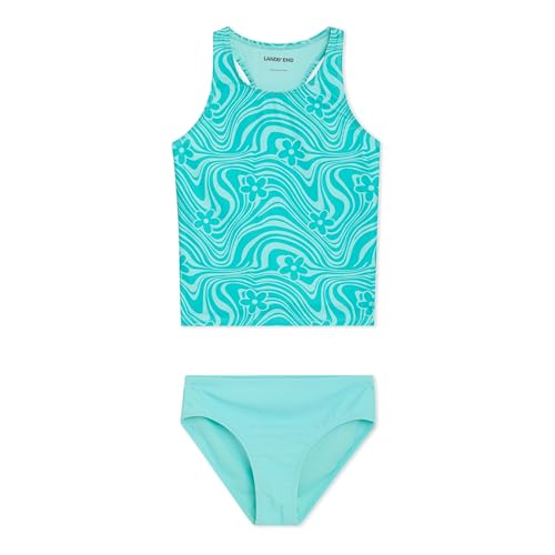 Image of Lands' End Girls' UPF 50+ Swim Bikini Bottom and Racerback Tankini Set