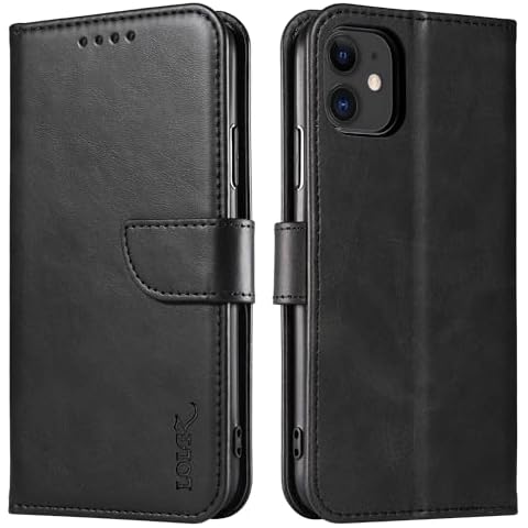 LOLFZ Vintage Leather Wallet Case for iPhone 11 Cover