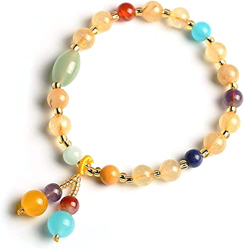 Bracelet en améthyste brute et perles de quartz rutilé pour femme