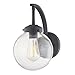 Design Classics Dignity Powder Coated Black Medium Outdoor Wall Light with Seeded Glass Globe