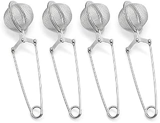 KiKiHong 4 Pcs Ball Shape Tea Strainer, Stainless Steel Tea Infuser Strainer Mesh Tea Filter with Handle for Loose Leaf Teas and Mulling Spices