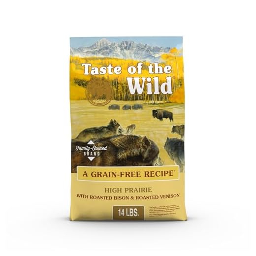 Taste of The Wild High Prairie Canine Grain-Free Recipe with Roasted Bison and Roasted Venison Adult Dry Dog Food, Made with High Protein from Real Meat and Guaranteed Nutrients and Probiotics 14lb