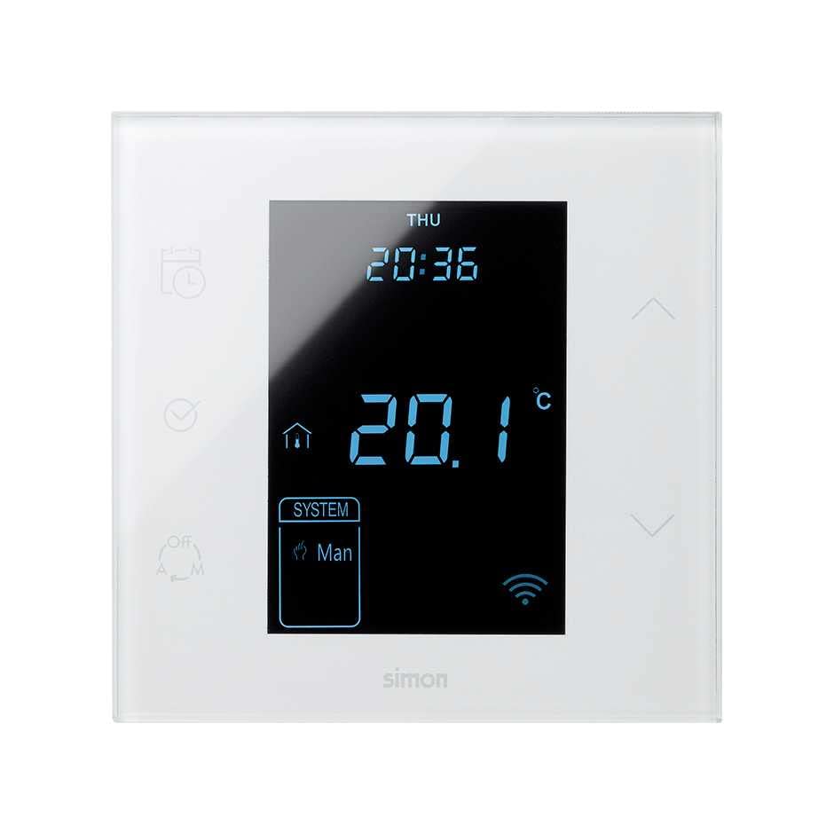 Thermostat plancher chauffant électrique IO pour un salon chaud en hiver