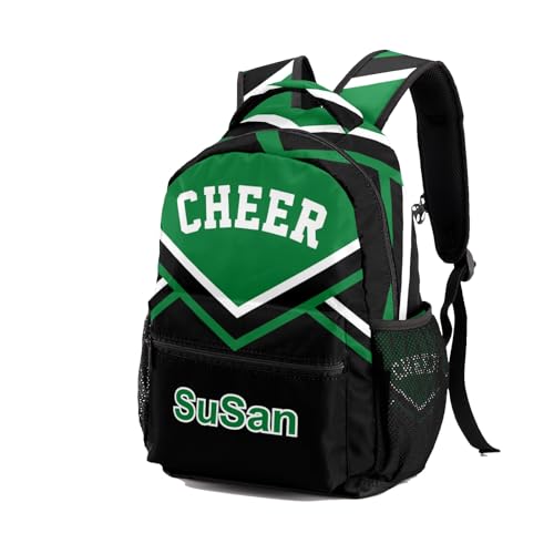 Cheer Green Black Personalized Custom Backpack Lightweight Travel Hiking Causual Bag With Name, 12.2(L)x5.9(W)x16.5(H)inch2