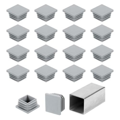 Image of uxcell 1 3 /16 inch (30mm) Square Tubing End Caps, 32 Pcs Plastic Hole Plugs Insert End Cap for Metal Tubing Post Chair Leg Table Bookshelves Furniture, Grey