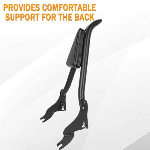 Matte Black Sissy Bar Backrest, Detachable Passenger Back Rest Rear Pad