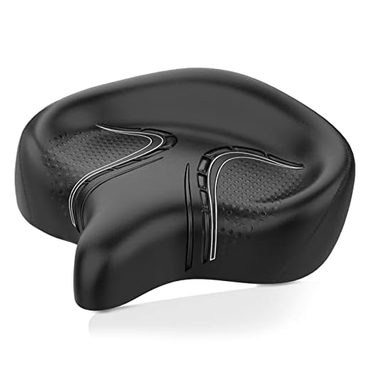 BLUEWIND Oversized Bike Seat, Wide Bicycle Saddle Novel Backrest Design for Electric Bike, Universal Fit Exercise Bike or Road Stationary Bike Seat Cushion for Men & Women