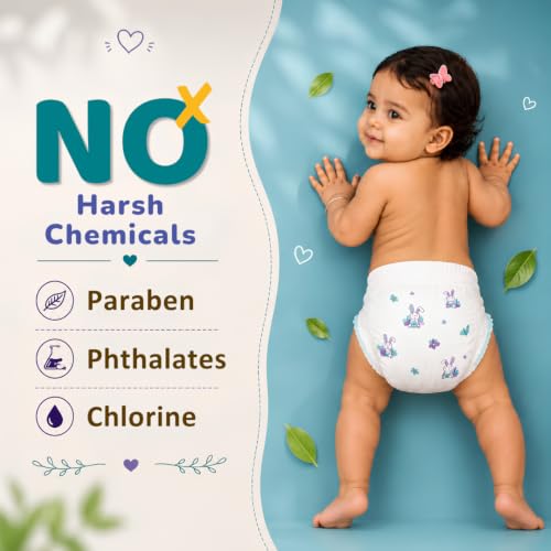 Image of Honey Bunny Premium Diaper pant | Medium Size | 54 Pack | Ultra thin | Cottony Super Soft | Super Fast Absorption | -shea butter | 7-12 Kg | Pack of 2