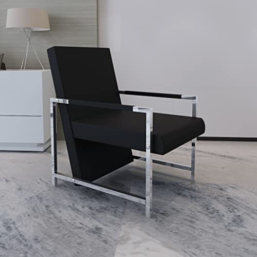 Sillón Plegable Negro Cuero Sintético miniatura 2