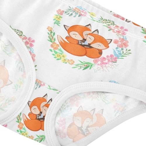 Cute Cartoon Foxes Floral White Toddler Underwear Floral 2t Cotton Panties for Girl Durable Briefs Girls Undies4