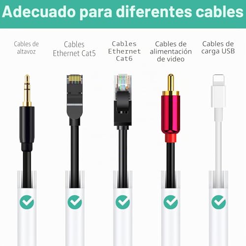 Miniatura 3 de Bolatus - 10 Canaletas Para Cables, Autoadhesivas, Pequeñas, Blancas, Para Ocultación De Cables, Para Pared, Para Cables De Tv Y De Red Domésticos, Para Despacho
