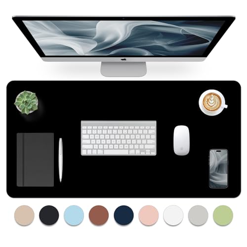 Image of Bloss Leather Desk Pad, Non-Slip Desk Protector Mat, Black (15.7 x 31.5 Inches)