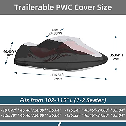 image for Umbrauto Upgraded Trailerable PWC Cover Jet Ski Cover 600D Waterproof 