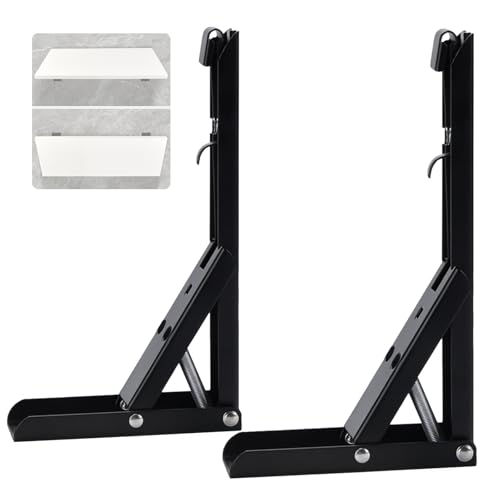 ANTEISI 12 in Folding Shelf Hinges,90 Degree Fold Down Table Wall Mounted Hinges,Workbench L Brackets Heavy Duty Hinge Suitable for Study,Tool Room,RV,Etc