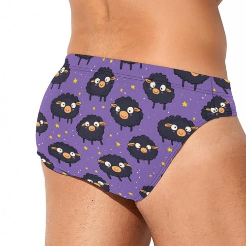 Cute Sheep Pattern Mens Swim Briefs Sexy Bikini Swimwear Bathing Suits Trunks3