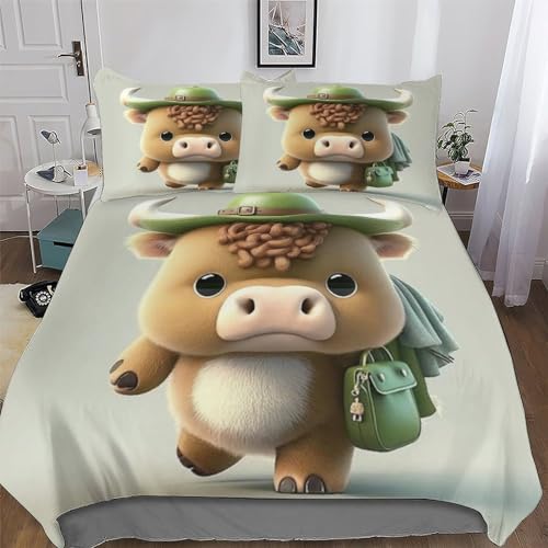 Linge de lit vache en microfibre premium 3 pièces avec finitions soignées - 2