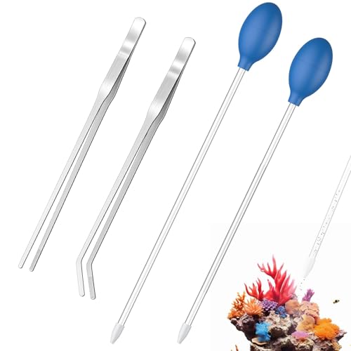 Image of Pawfly Aquarium Coral Feeder Kit, 13.7 inch & 15.7 inch Long Tube with 11 inch Long Tweezers, Coral Food Feeders for Reef Marine Fish Shrimp, Long Acrylic Syringes with Stainless Steel Aquarium Tweezers