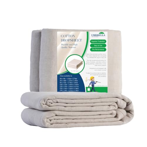 Heavy Duty Cotton Dust Sheets for Decorating Painting - Drop Cloths for Furniture Floor Covering Dust Covers - Durable Reusable Covering Sheets for Renovation Construction (Natural 6X3FT)