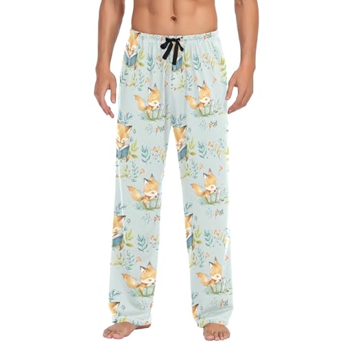 Fox Reading Men's Pajama Pants Lightweight Sleepwear Bottom Lounge Pants2