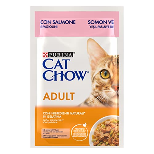 Purina Cat Chow Comida Húmeda para Gato Adulto con Salmón, 26 Sobres de 85g