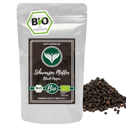 Azafran BIO Pfeffer (Pfefferkörner ganz) Pfeffermühlen geeignet schwarz 250g